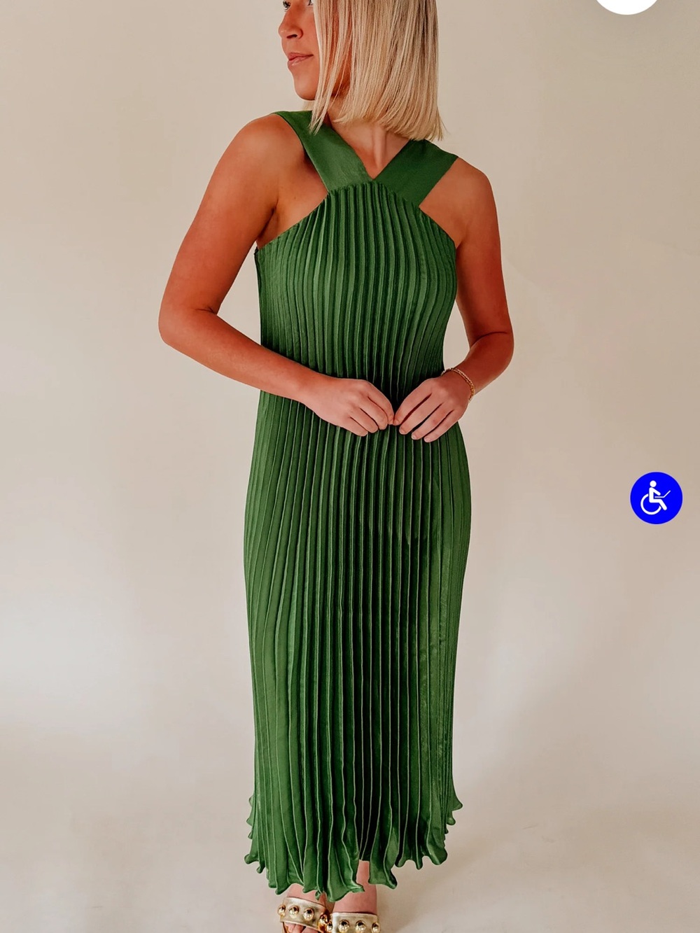 Ciebon Green Pleated Halter Dress Never worn size S